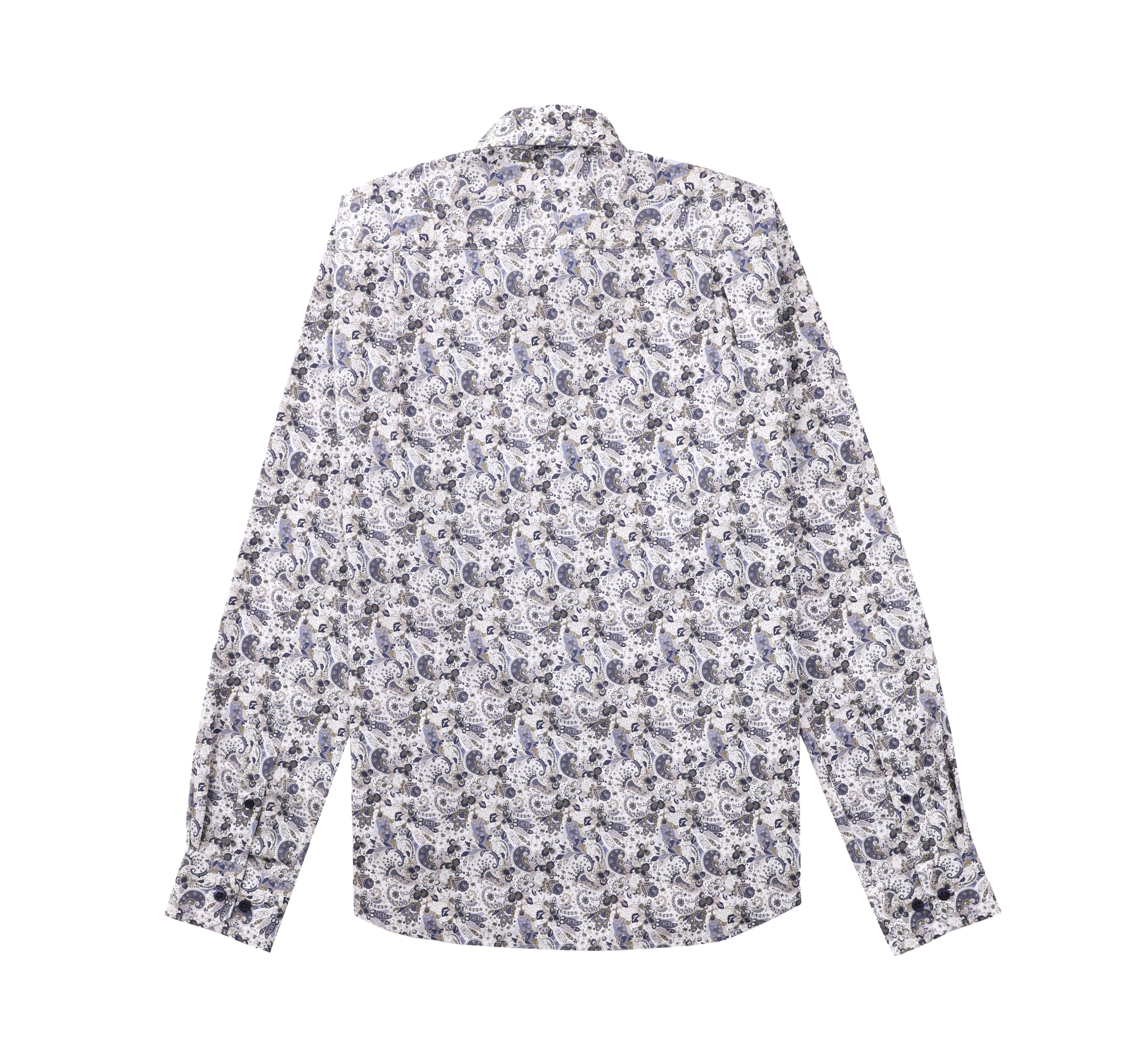 HAMILTON TREFFORT WHITE FLORAL PAISLEY PRINT LUXURY DRESS MENS SHIRT BACK