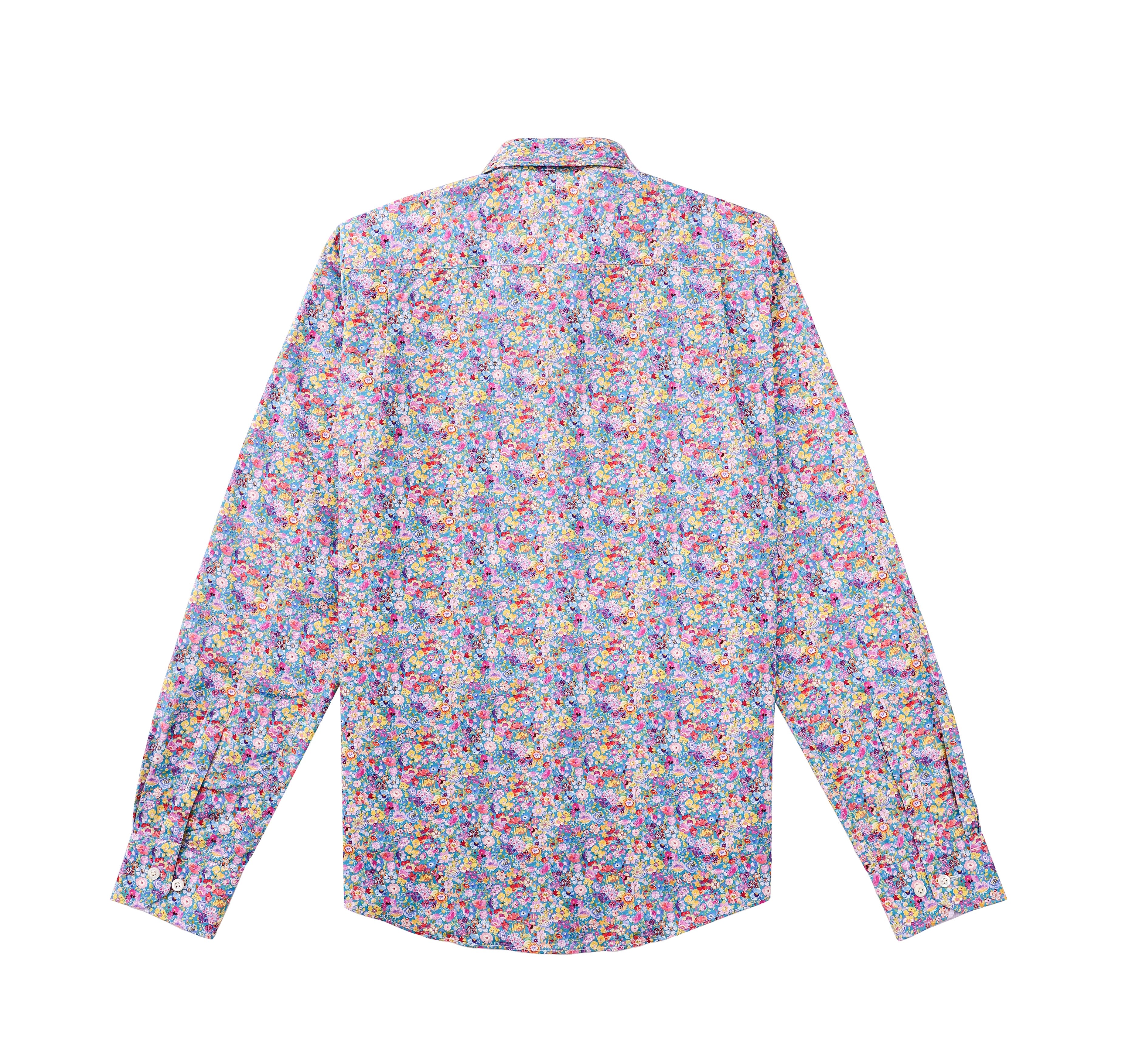 Luxury Cotton  Contemporary Fit Floral Print Design Treffort  Mens Shirt in Multicolor