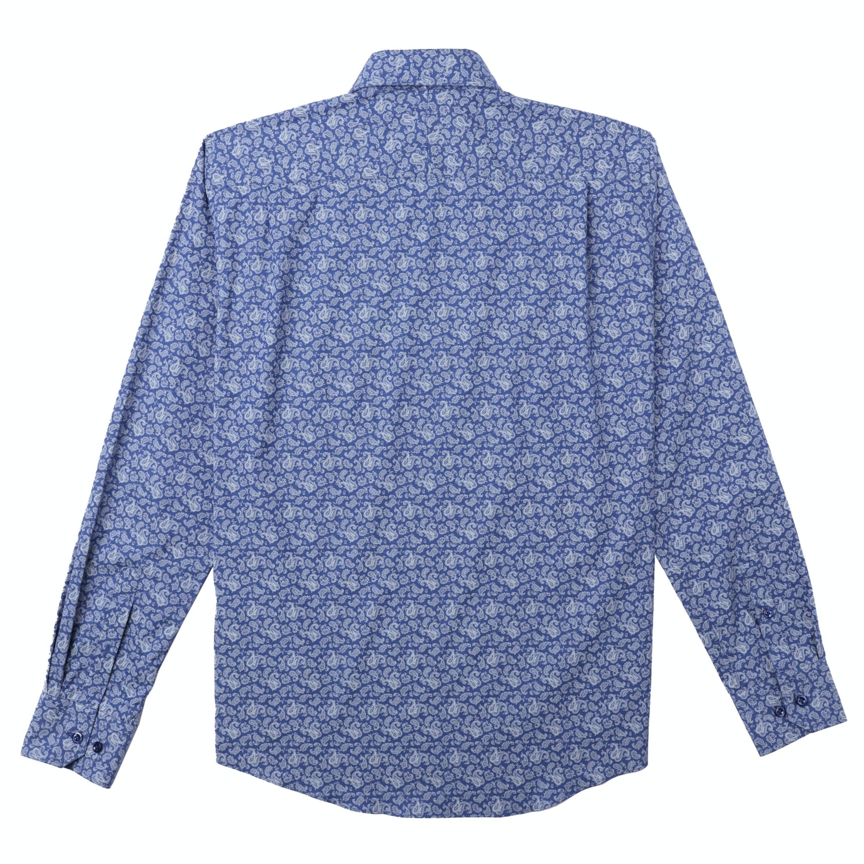 TREFFORT BLUE PAISLEY BARROW LUXUERY MENS SHIRT CONTEMPORARY REGULAR FIT BACK