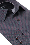 EXCHANGE BLACK PRINT BUTTON DOWN DRESS SHIRT - CASUAL /FORMAL EVENT - SIDE VIEW