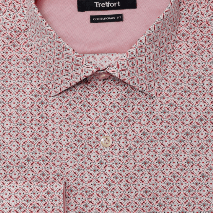 Astor Red deco print luxury men's dress shirt – Treffort