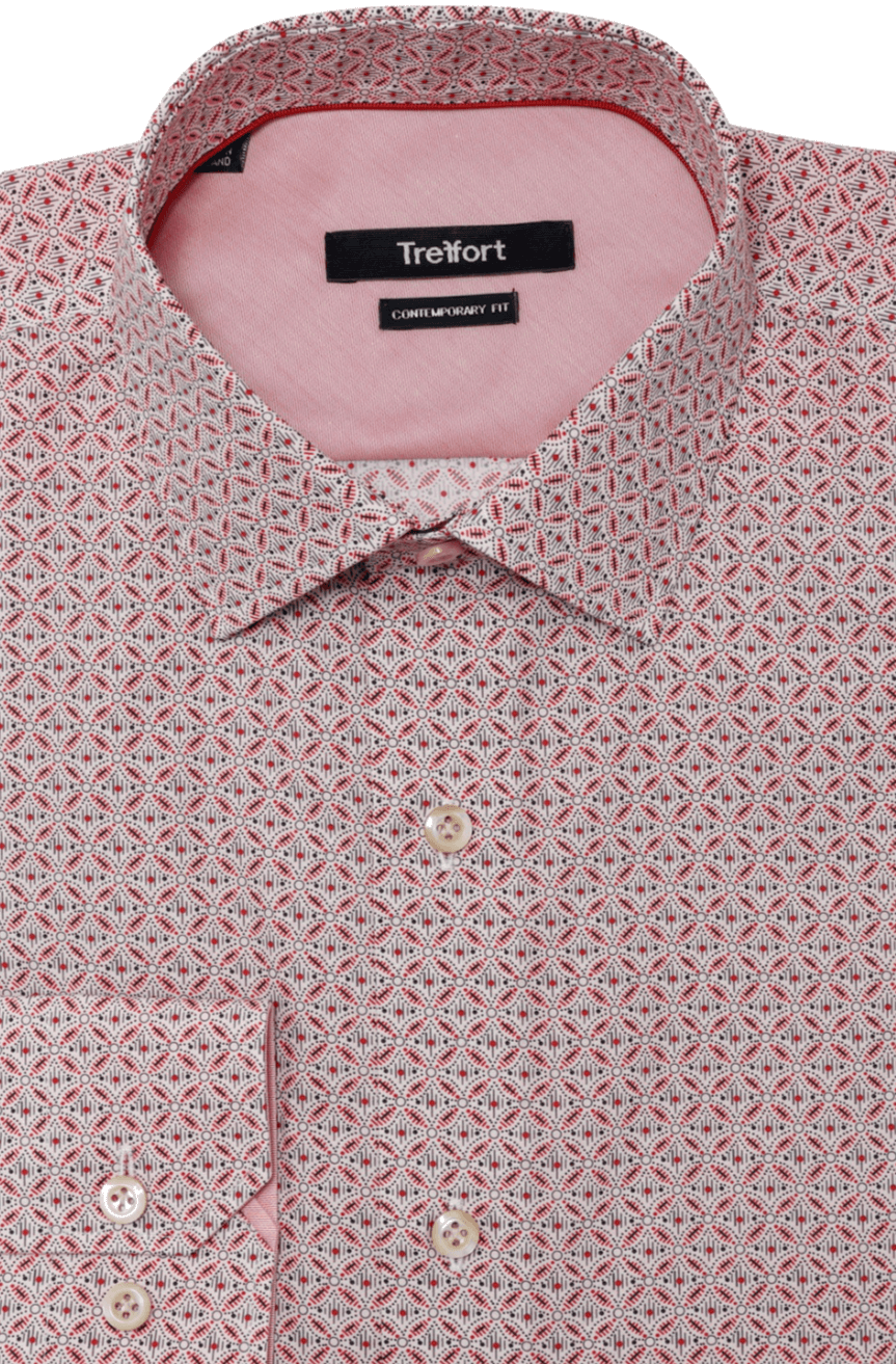 Astor Red deco print luxury men's dress shirt – Treffort