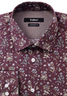 ELDRIDGE RED PRINT BUTTON DOWN DRESS SHIRT - CASUAL /FORMAL EVENT - FRONT VIEW