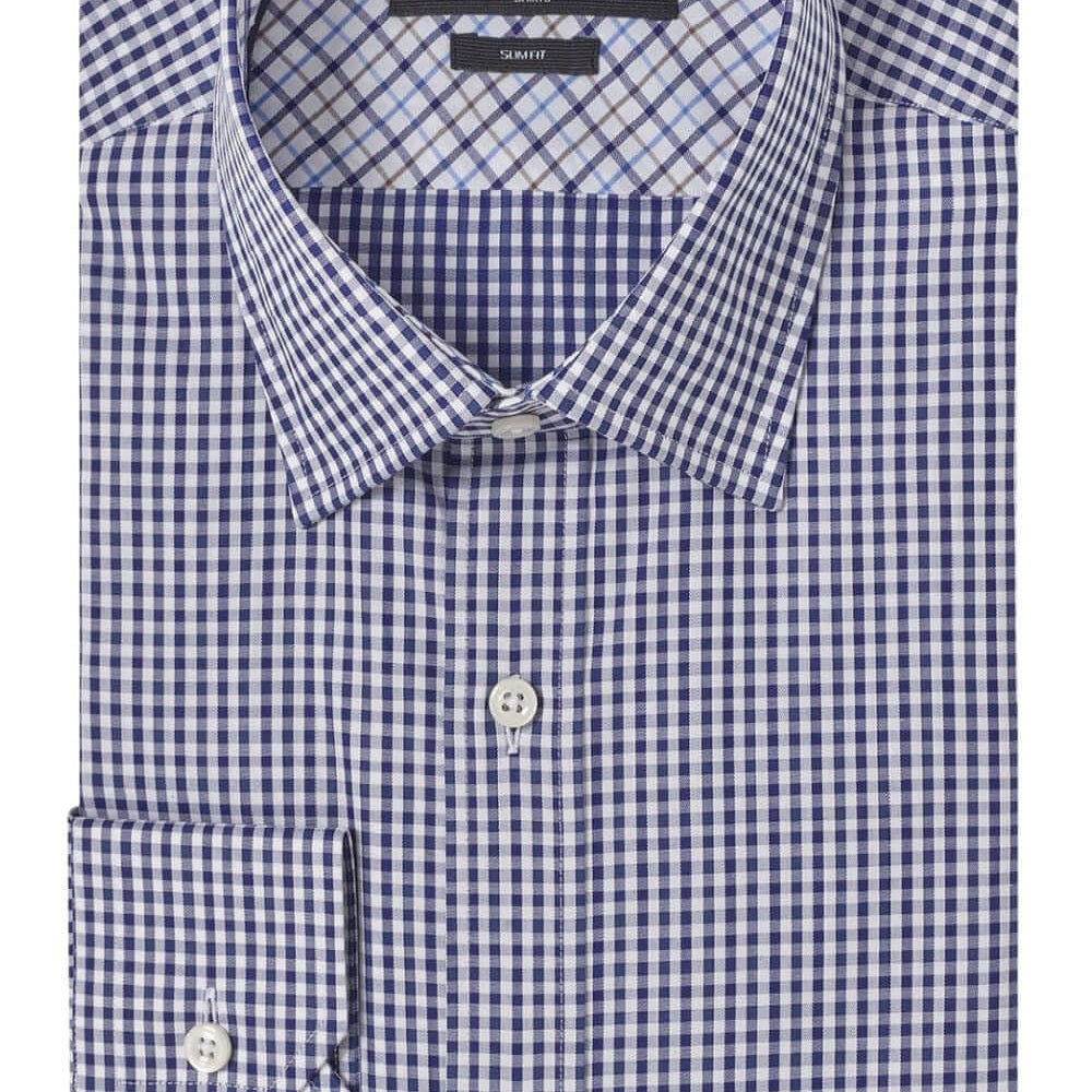Grant Navy White luxury men's dress shirt contrast cuff – Treffort
