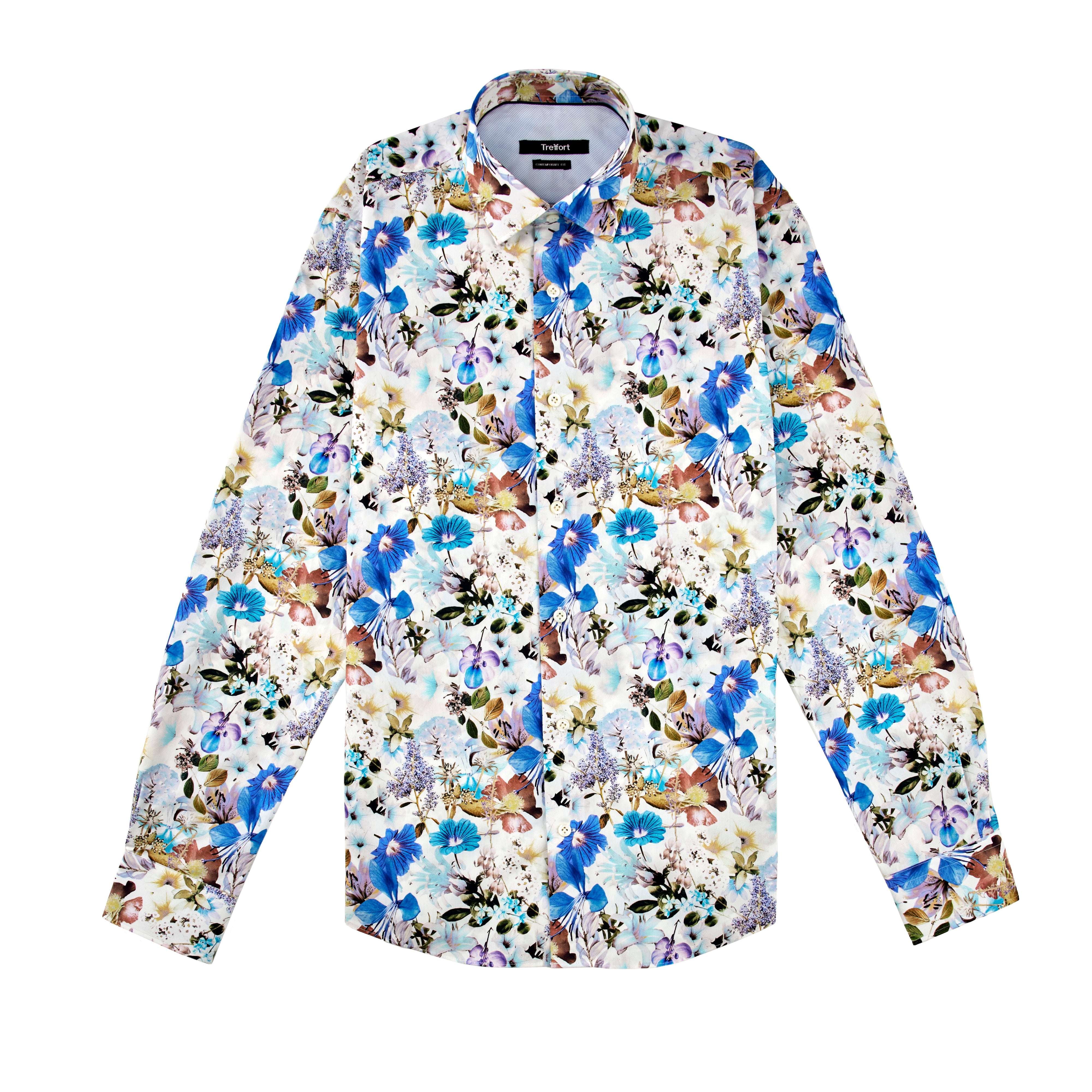 TREFFORT LUXURY HENSHAW MENS FLORAL PRINT SHIRT CONTEMPORARY REGULAR FIT