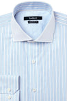 HESTER BLUE STRIPED BUTTON DOWN DRESS SHIRT - CASUAL /FORMAL EVENT - FRONT VIEW