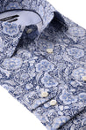 JONES BLUE PRINT BUTTON DOWN DRESS SHIRT - CASUAL /FORMAL EVENT - SIDE VIEW