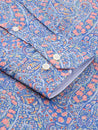 Luxury Cotton Contemporary Fit Paisley-Floral Print Design Treffort  Mens Shirt in Blue-Pink