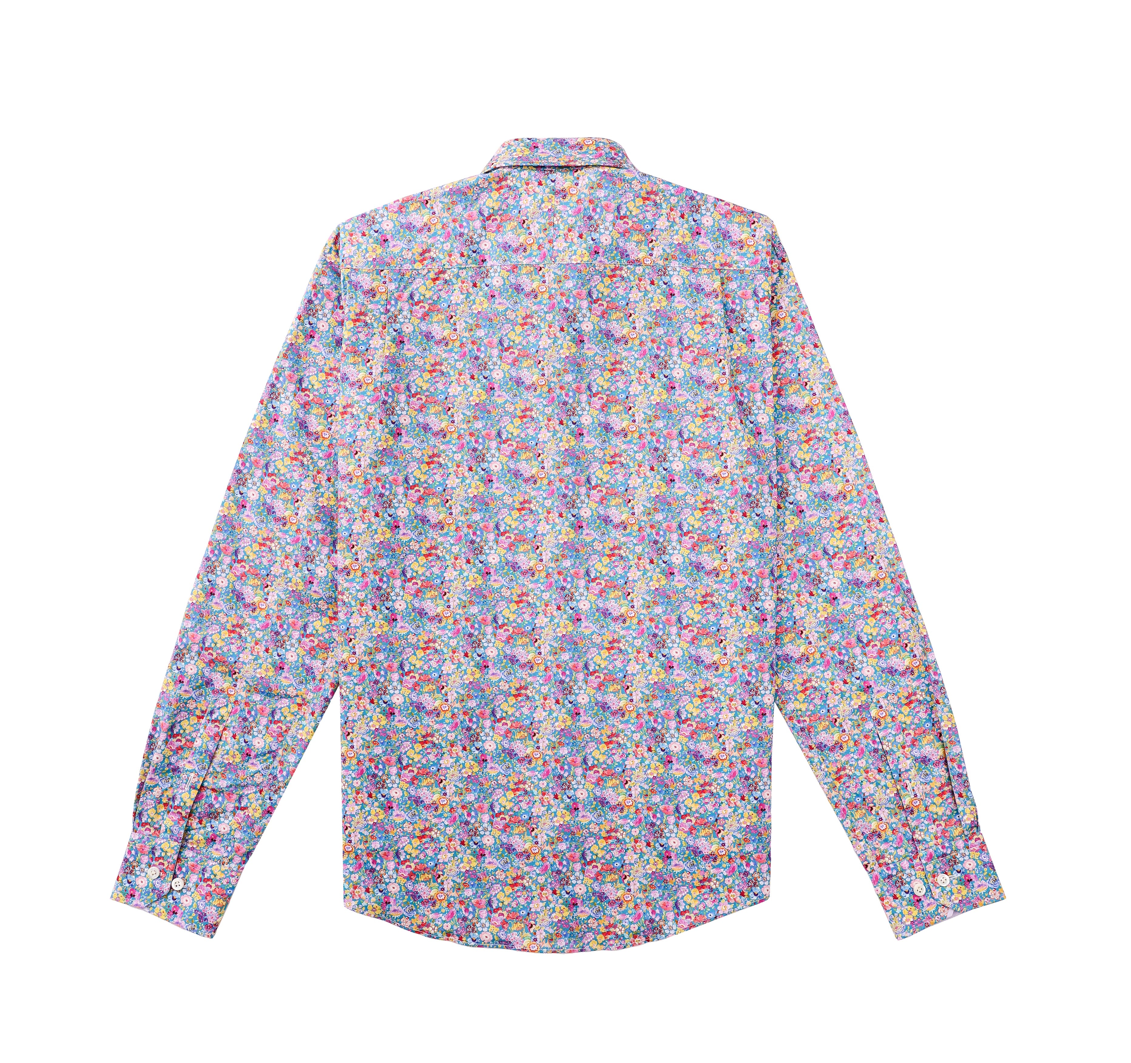 Luxury Cotton  Contemporary Fit Floral Print Design Treffort  Mens Shirt in Multicolor 