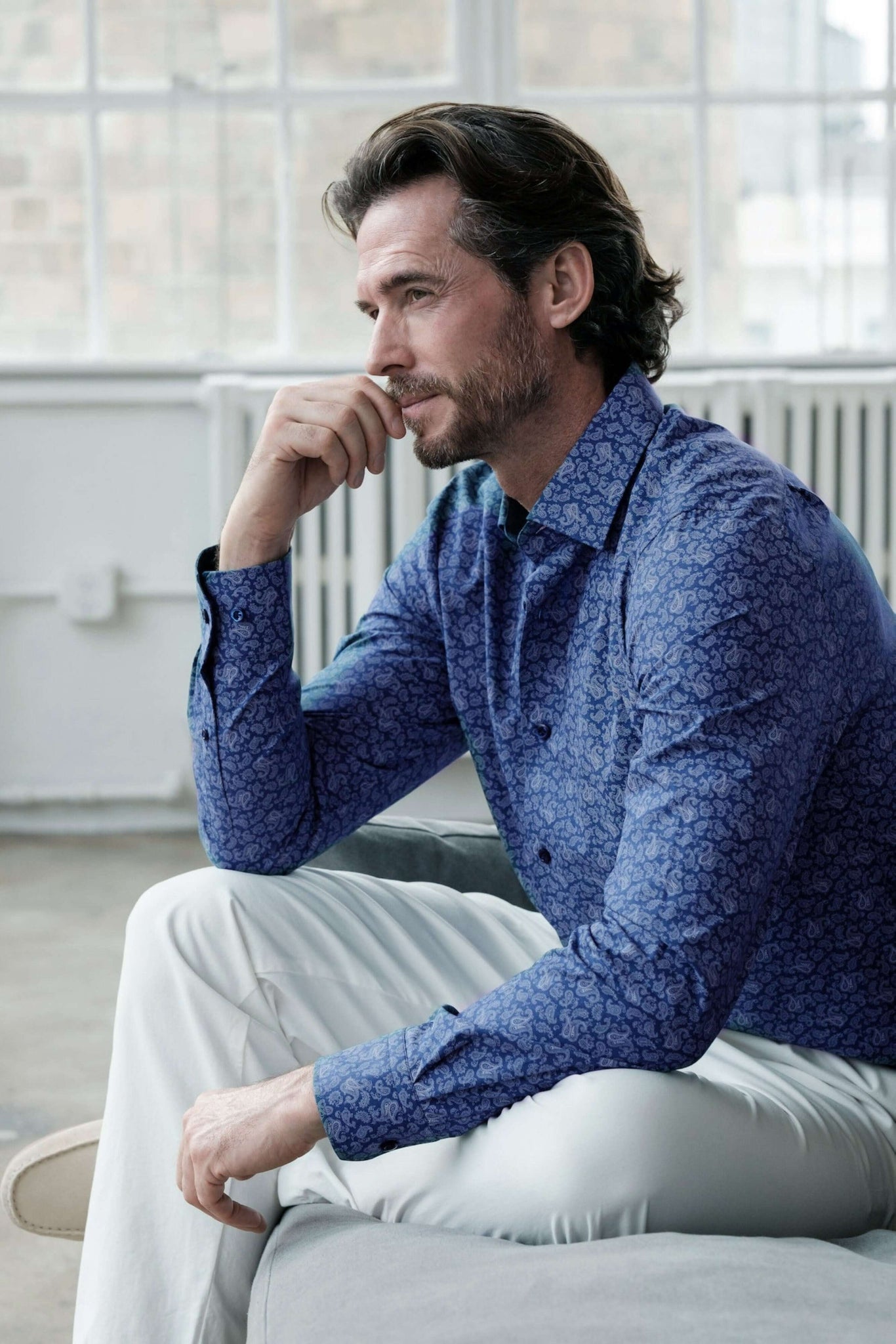 Barrow Shirt (Blue/Tan) - Premium Cotton Dress Shirt