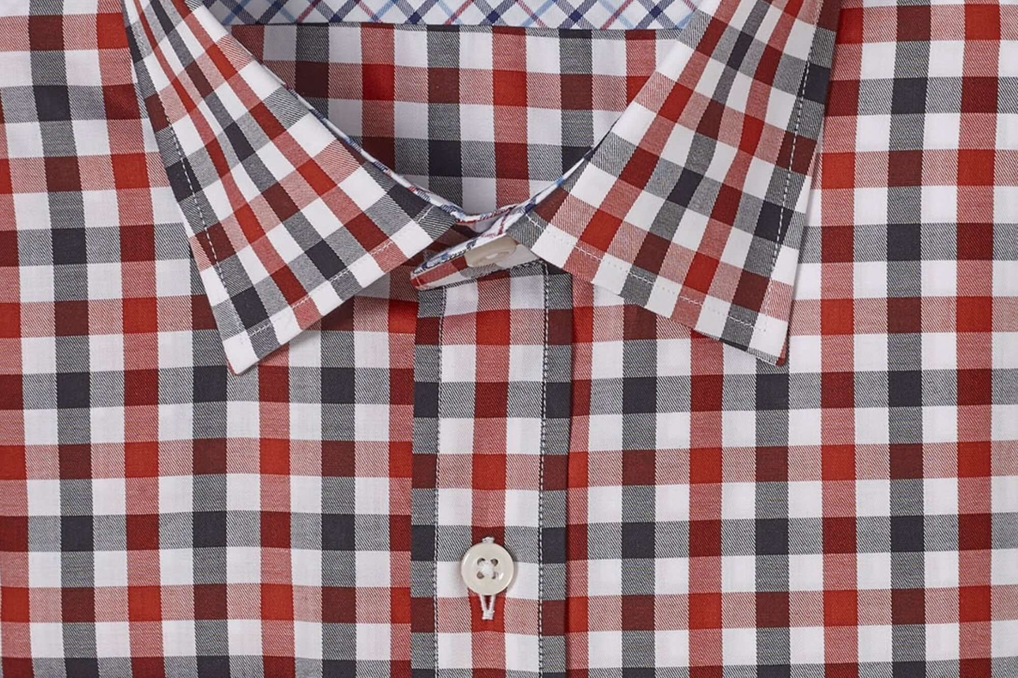 Monroe Navy Red checkered luxury men's dress shirt – Treffort