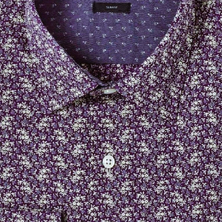 Rivington Wine floral print luxury men's dress shirt – Treffort