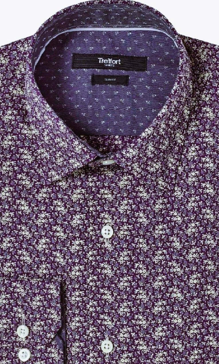 Rivington Wine floral print luxury men's dress shirt – Treffort