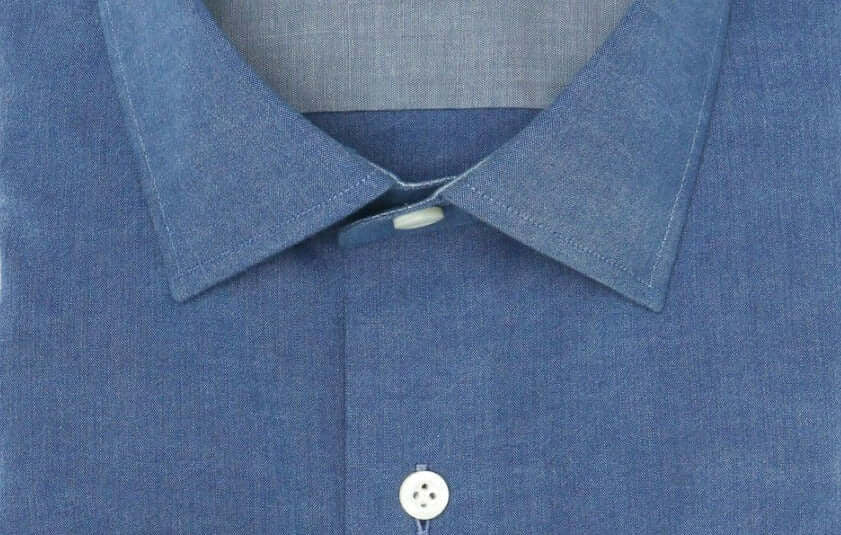 Stanton Blue Chambray luxury men's dress shirt contrast collar – Treffort