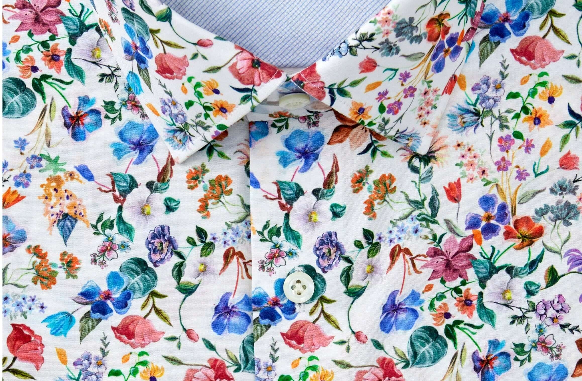 Cabrini Luxury Men's Floral Dress Shirt – Multicolor | Treffort, vibrant floral luxury shirt made of 100% premium long-staple cotton