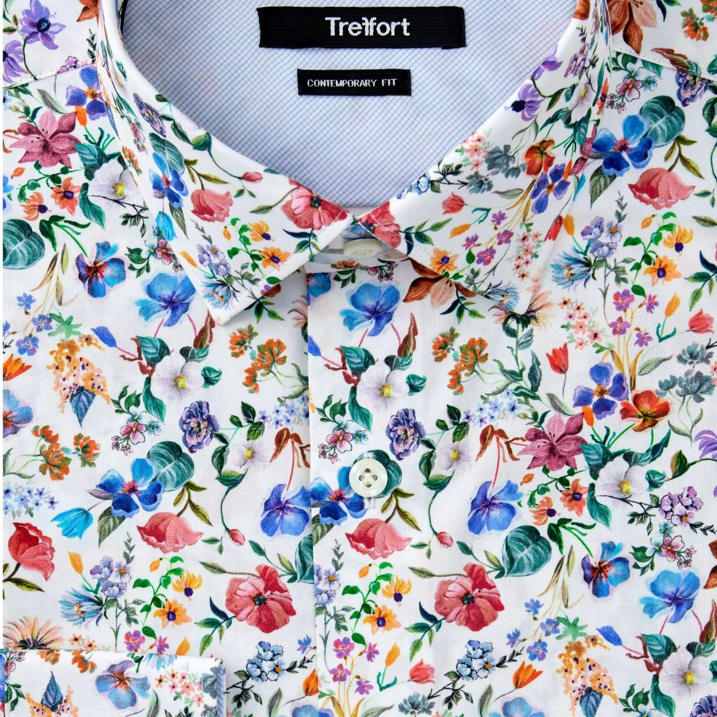 Cabrini Luxury Men's Floral Dress Shirt – Multicolor | Treffort, vibrant floral luxury shirt made of 100% premium long-staple cotton
