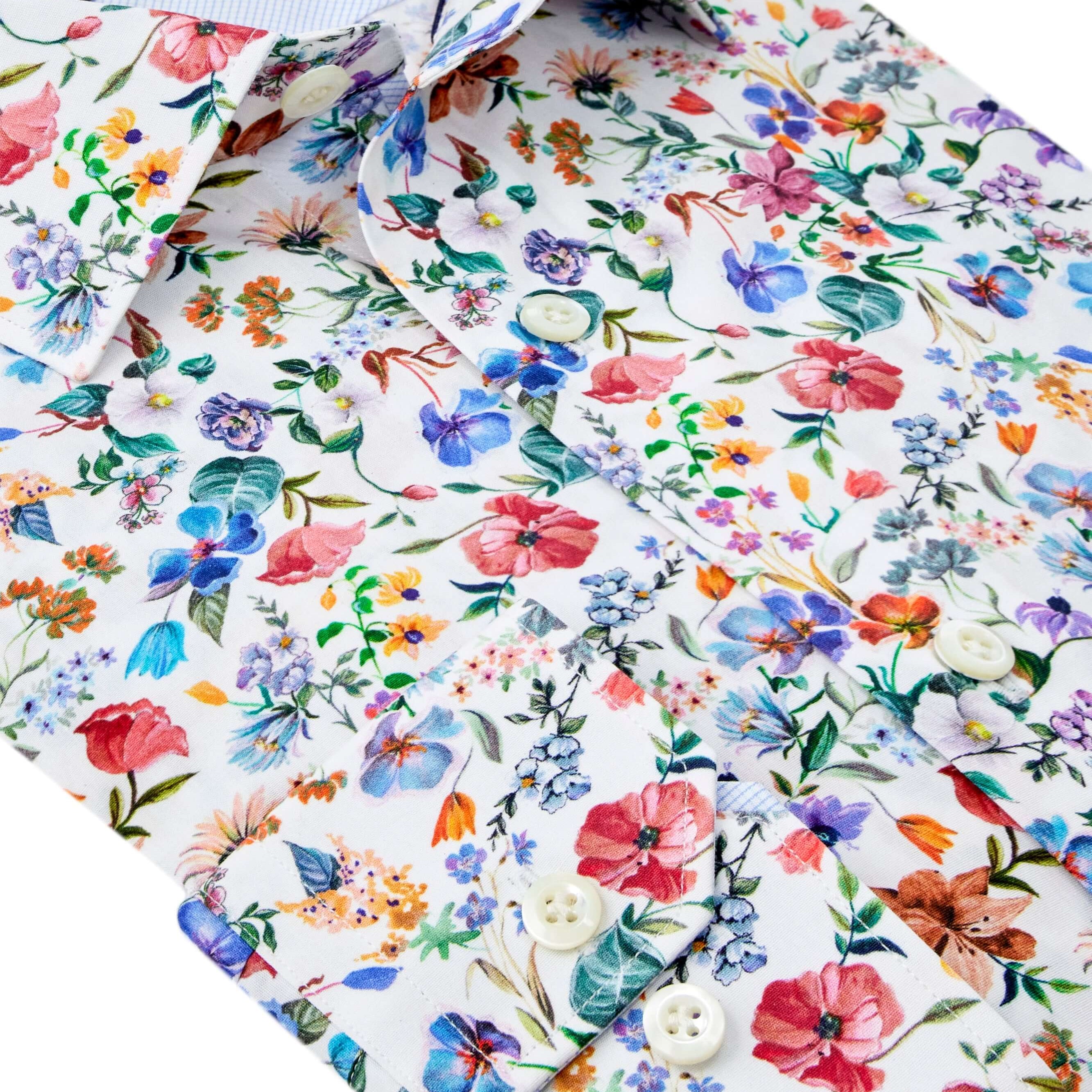 Cabrini Luxury Men's Floral Dress Shirt – Multicolor | Treffort featuring vibrant floral design on premium cotton for weddings and parties