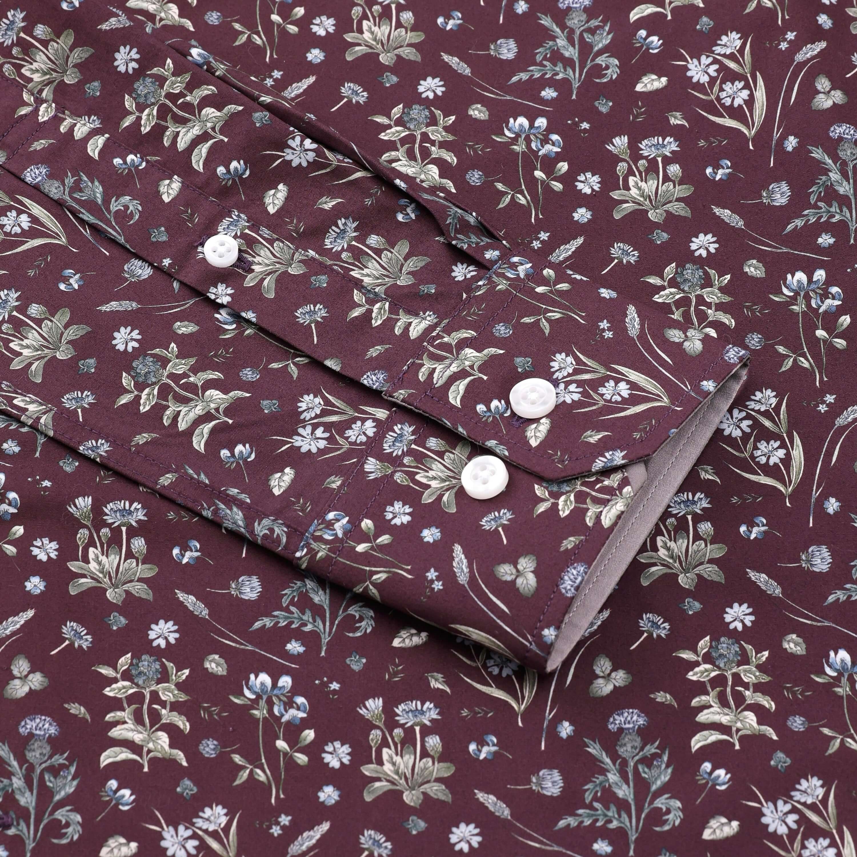 Eldridge Luxury Men's Floral Dress Shirt – Wine 
