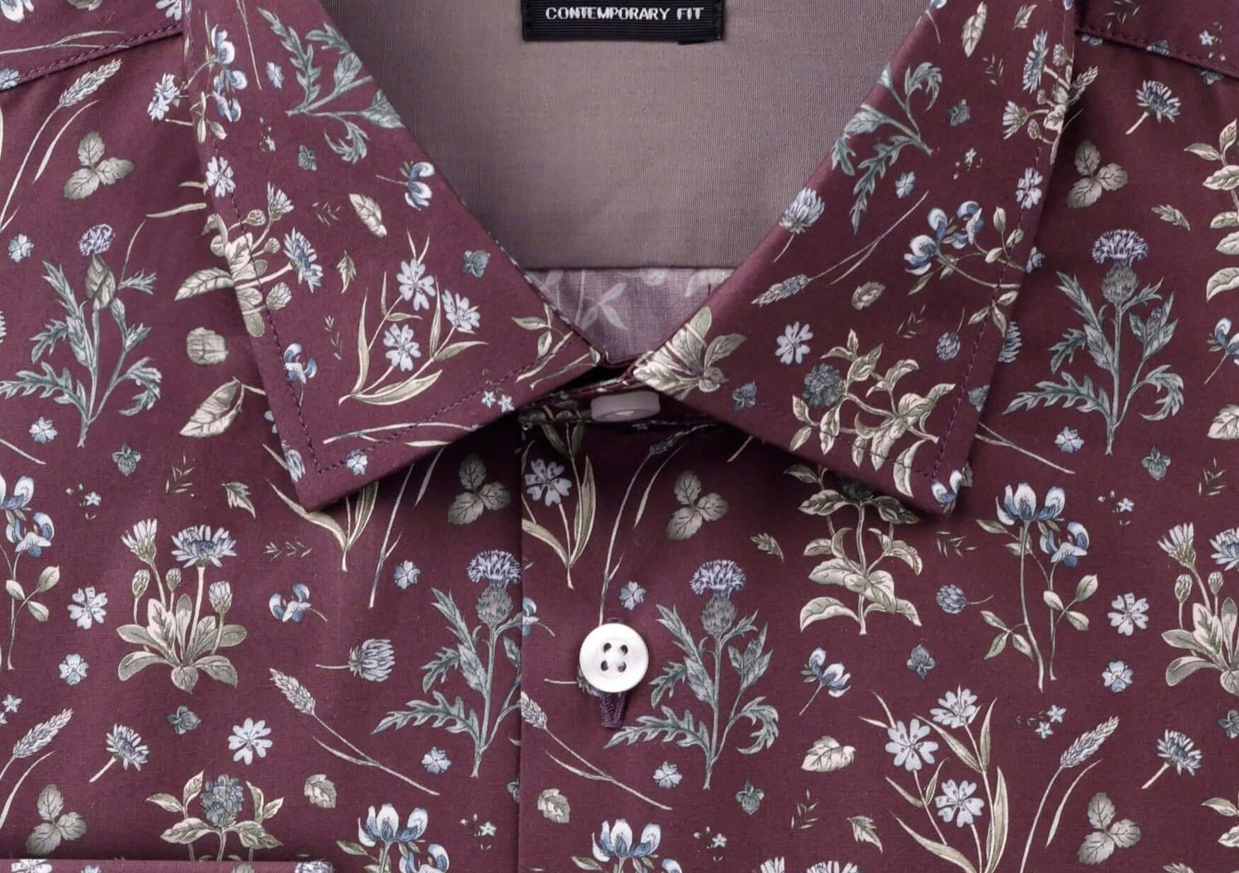 Eldridge Luxury Men's Floral Dress Shirt – Wine 