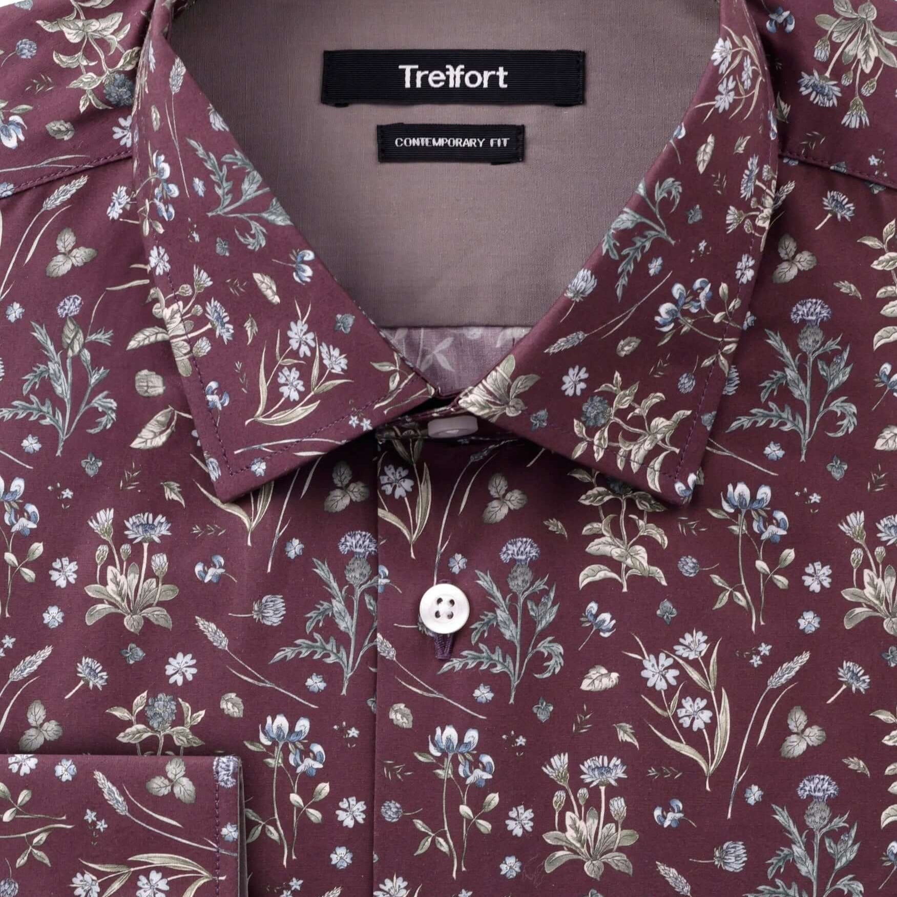 Eldridge Luxury Men's Floral Dress Shirt – Wine 
