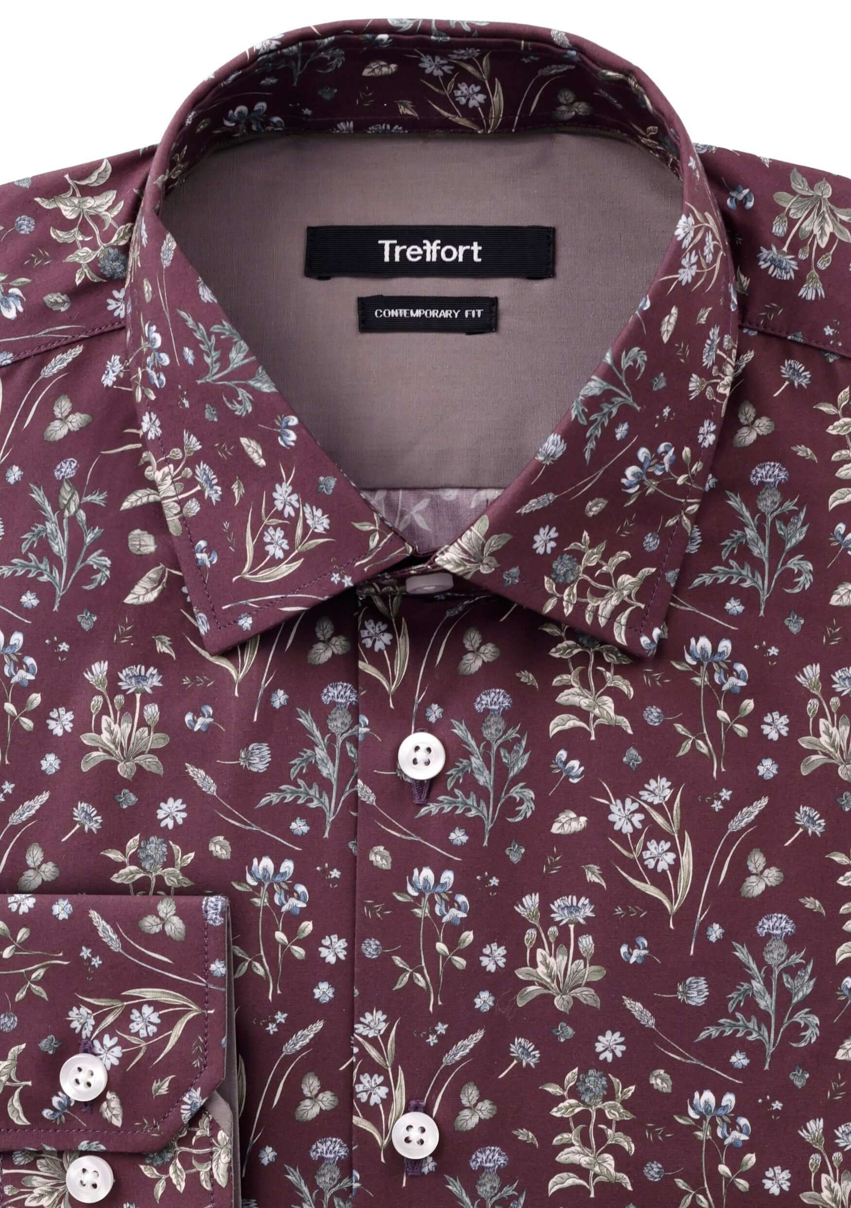 Eldridge Luxury Men's Floral Dress Shirt – Wine 