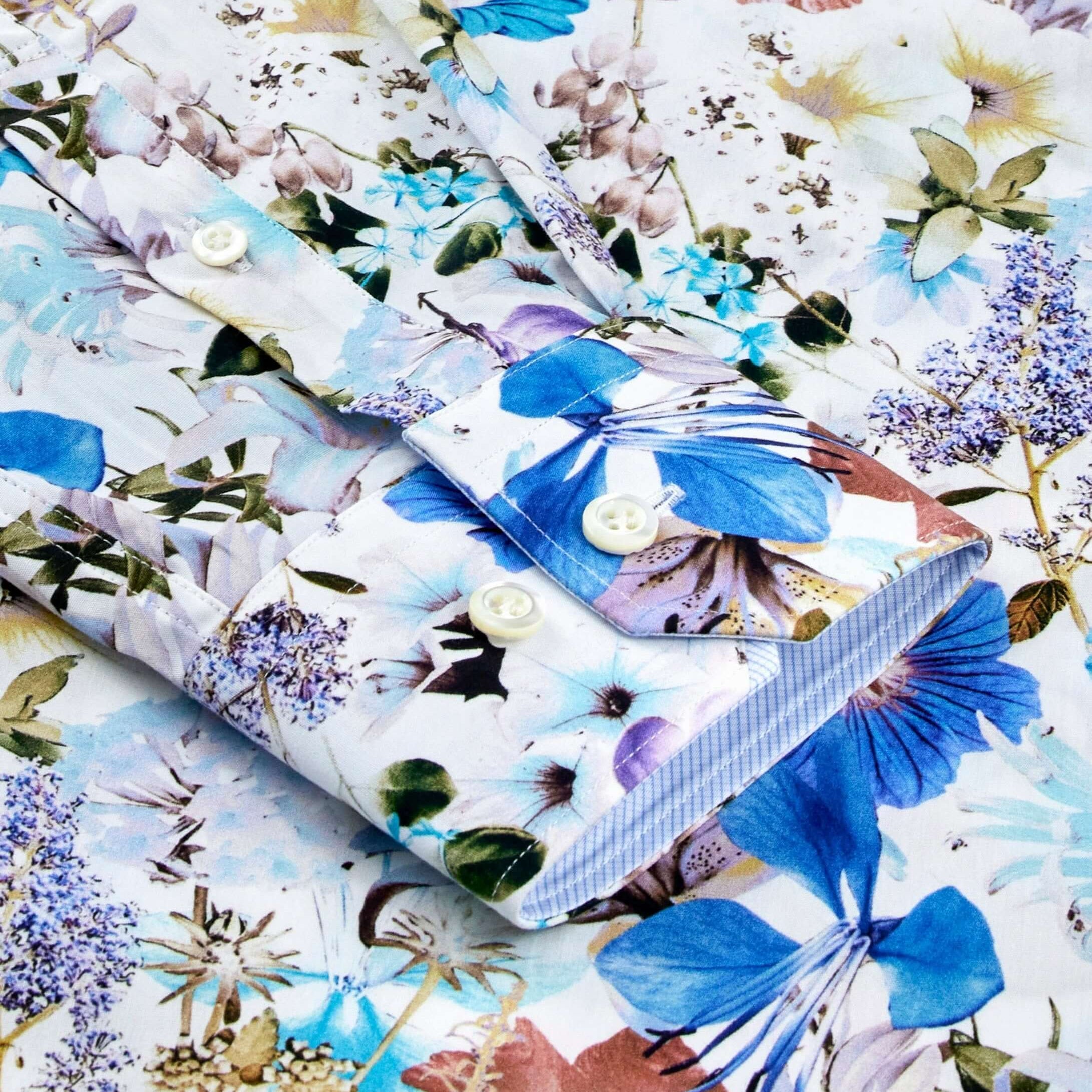 Henshaw Luxury Men's Floral Dress Shirt – Multicolor | Treffort, expressive floral print, premium cotton, ideal for upscale events.