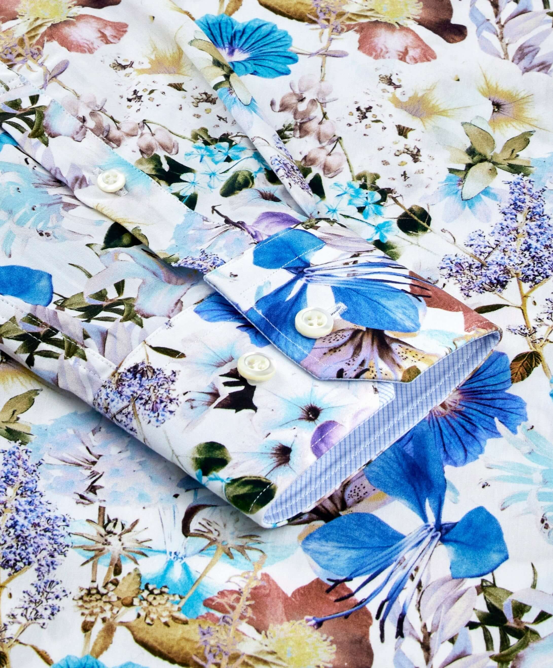 Henshaw Luxury Men's Floral Dress Shirt – Multicolor | Treffort, expressive floral print, premium cotton, ideal for upscale events.