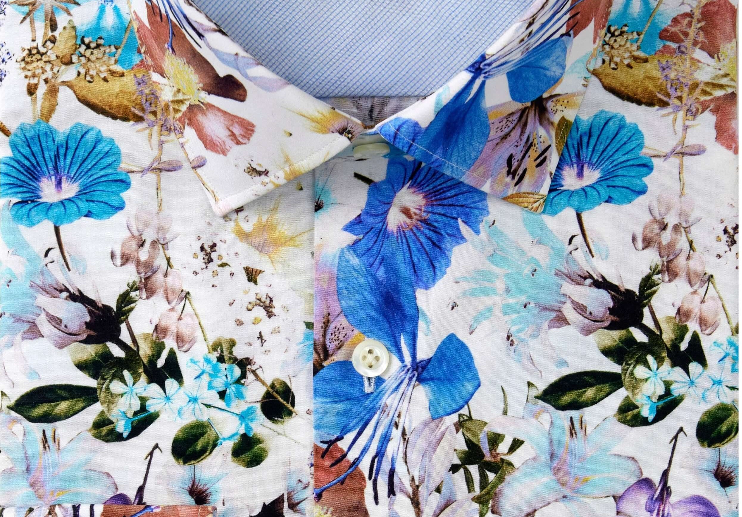 Henshaw Luxury Men's Floral Dress Shirt – Multicolor | Treffort, featuring premium cotton and vibrant floral design for upscale events.
