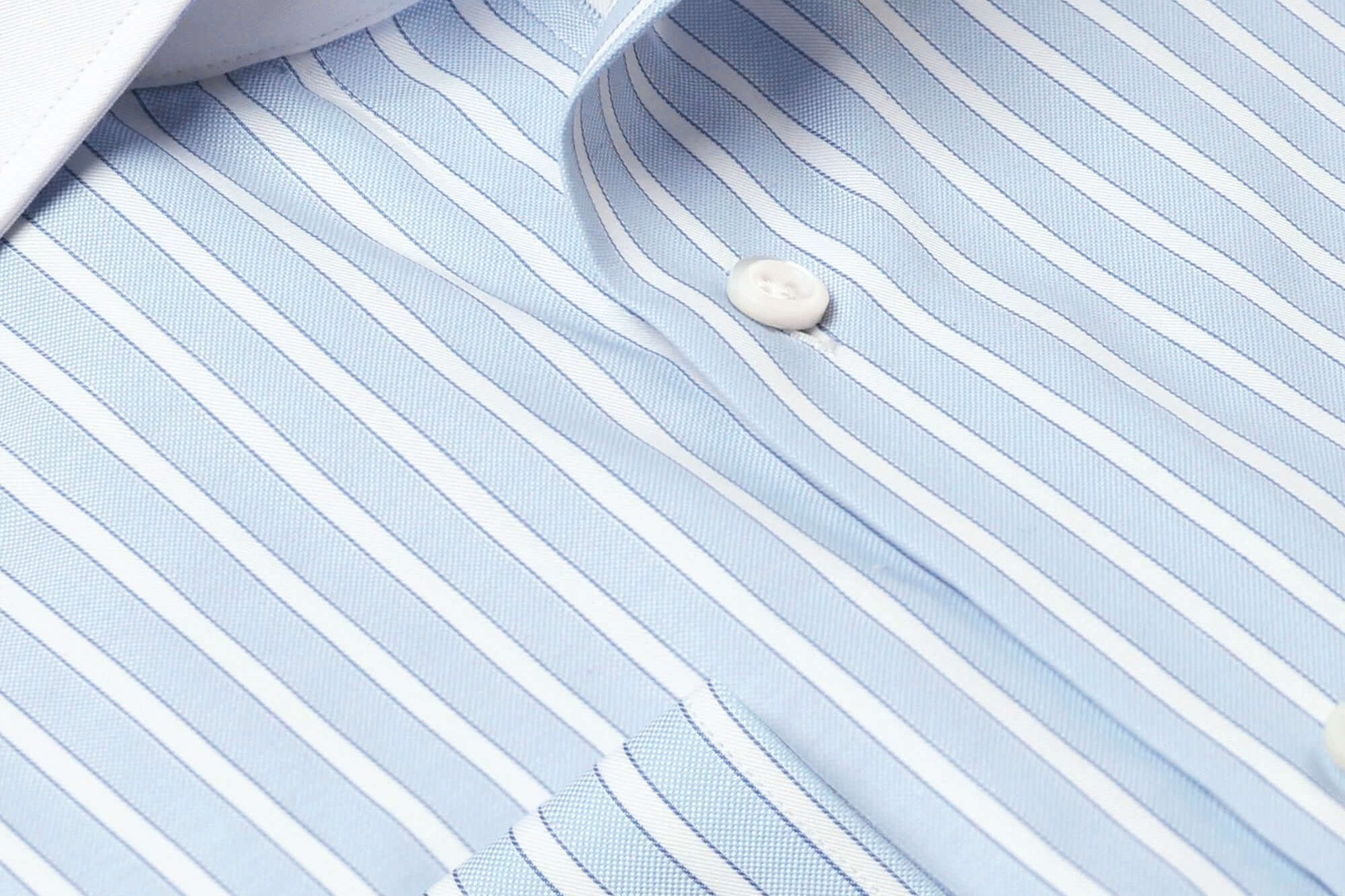 Hester Luxury Men's Striped Dress Shirt – Blue | Treffort, elegant men's fashion shirt with clean stripes and premium craftsmanship