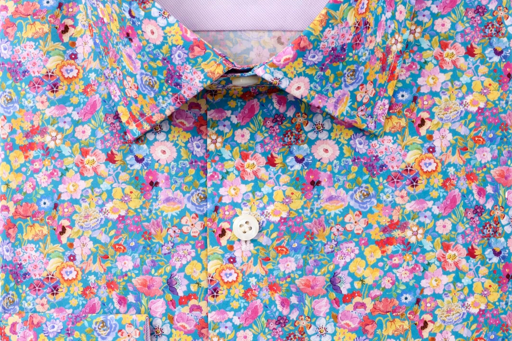 Mitchell Luxury Men's Floral Print Dress Shirt – Multicolor | Treffort, vibrant floral pattern on premium cotton.