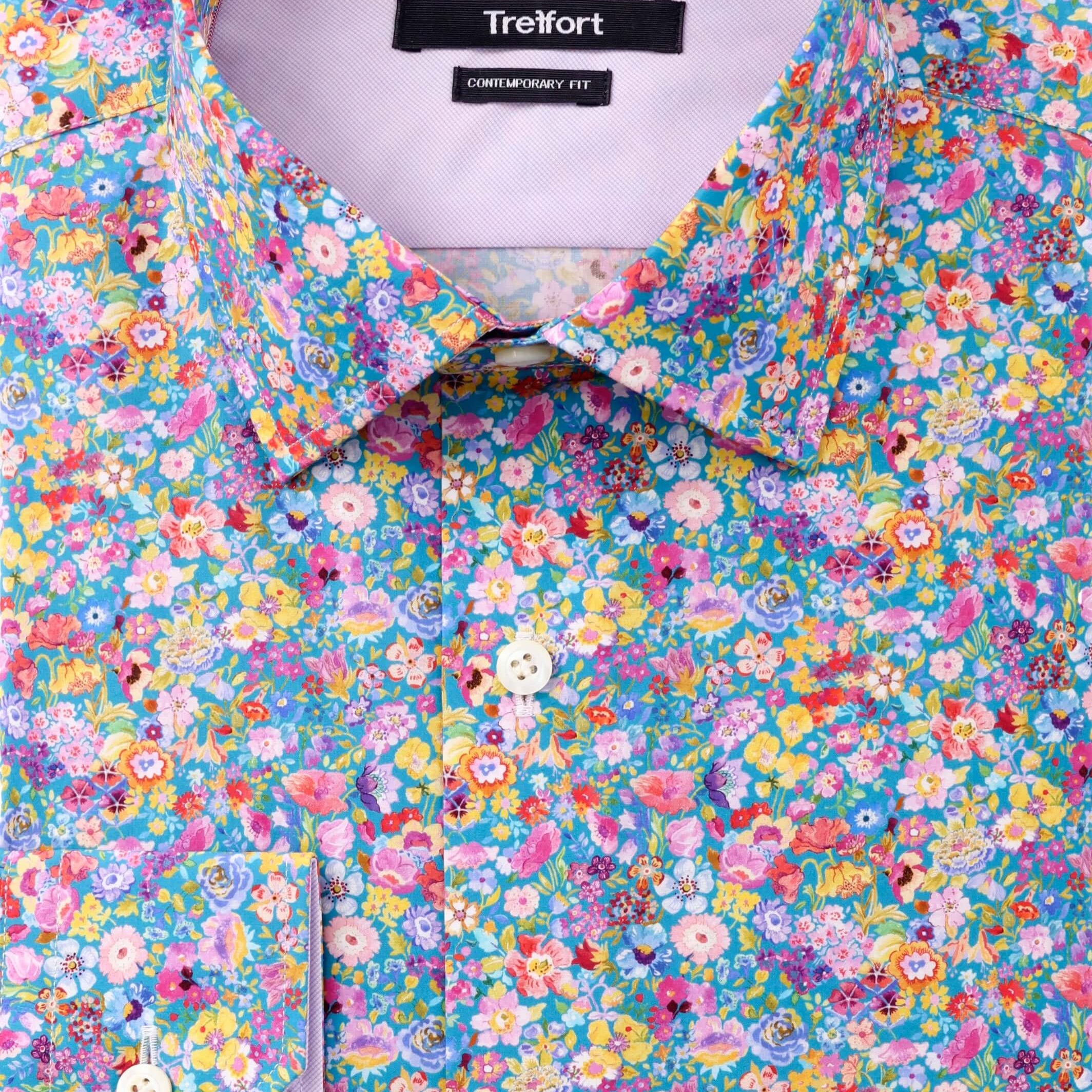 Mitchell Luxury Men's Floral Print Dress Shirt – Multicolor | Treffort, vibrant floral pattern on premium cotton.