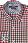 MONROE RED CHECKERED BUTTON DOWN DRESS SHIRT - CASUAL /FORMAL EVENT - FRONT VIEW