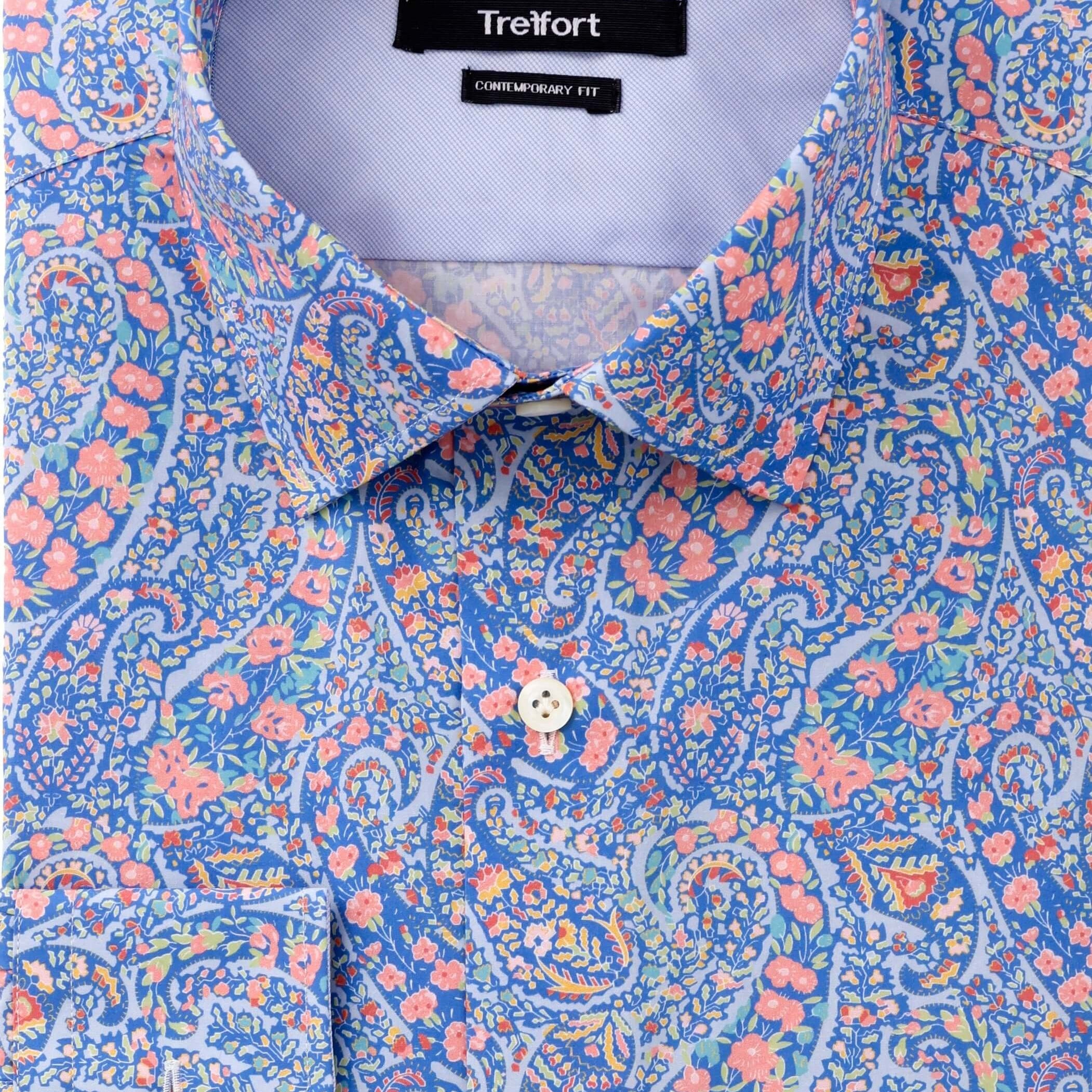 Vestry Luxury Men's Paisley Floral Dress Shirt – Multicolor | Treffort, showcasing rich multicolor print on premium cotton.