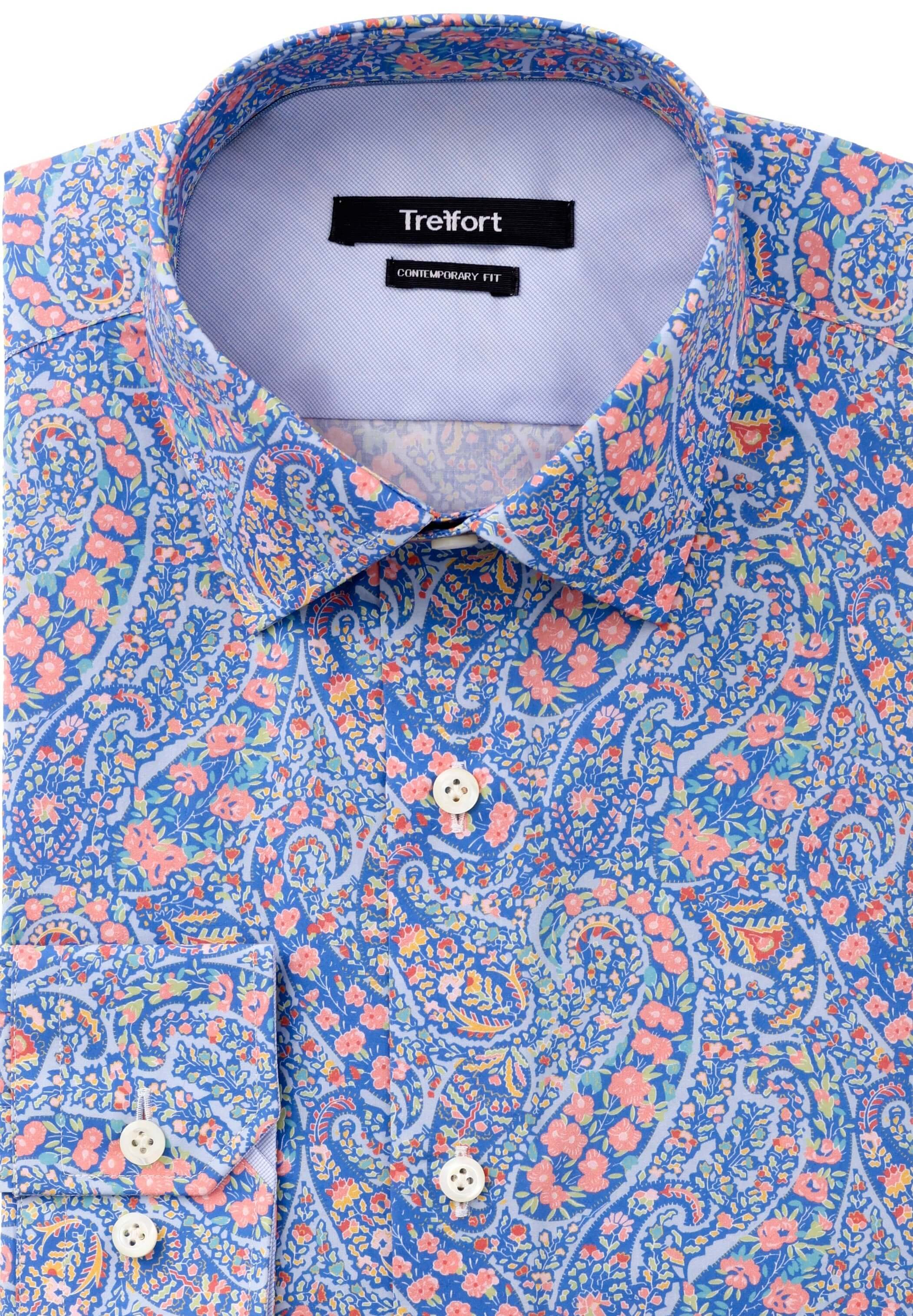 Vestry Luxury Men's Paisley Floral Dress Shirt – Multicolor | Treffort, showcasing rich multicolor print on premium cotton.