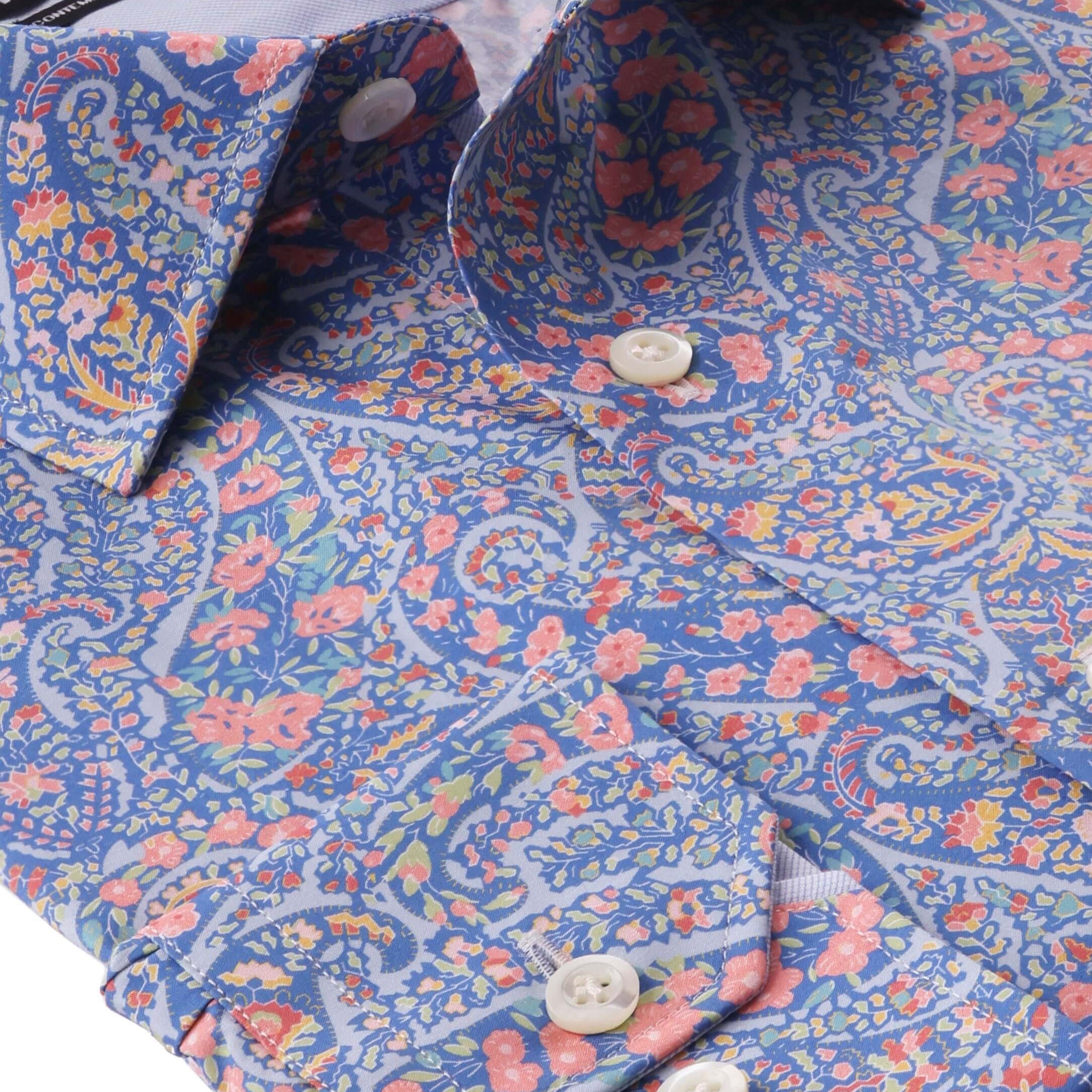 Vestry Luxury Men's Paisley Floral Dress Shirt – Multicolor | Treffort, premium cotton, stylish for weddings and smart casual events.