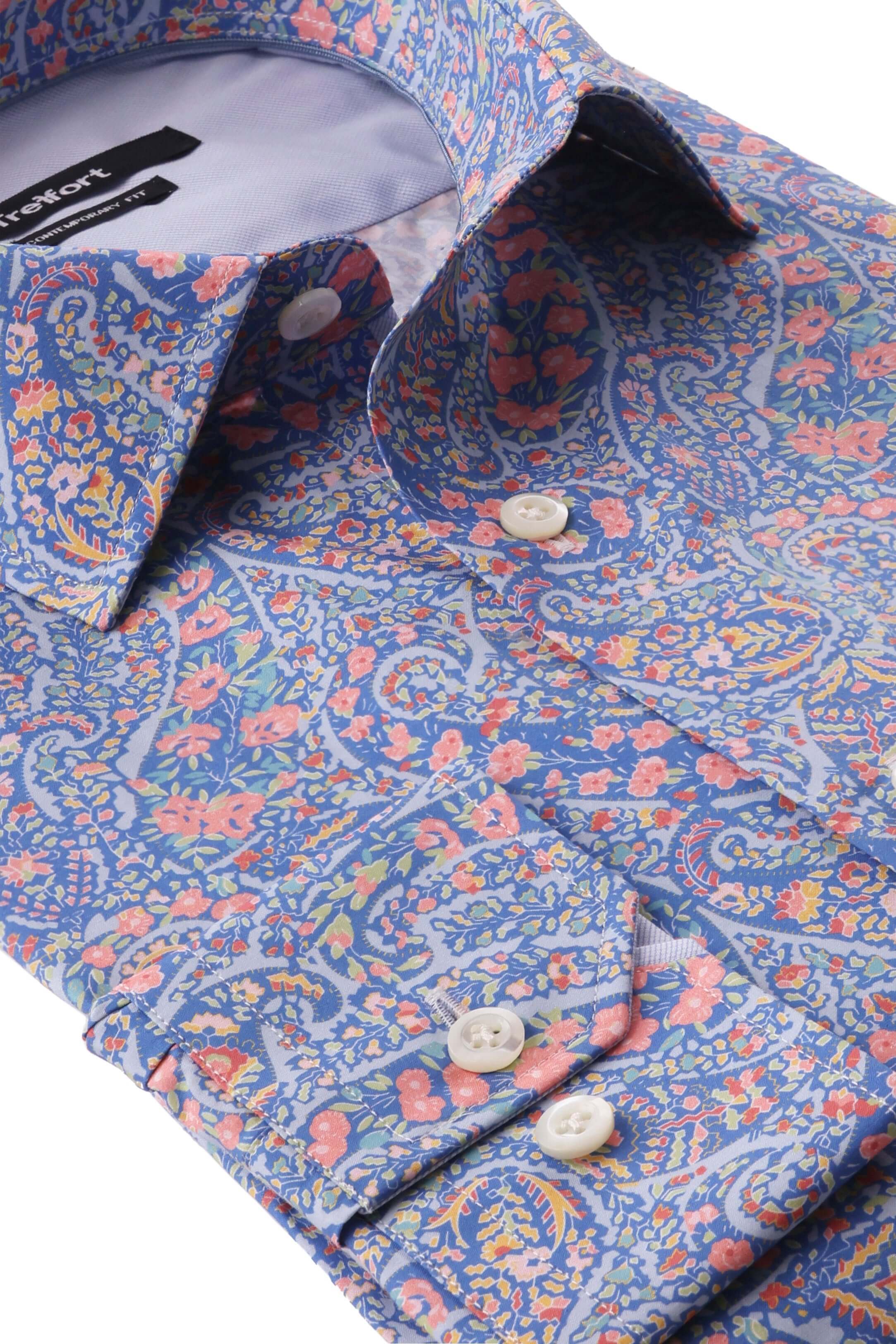 Vestry Luxury Men's Paisley Floral Dress Shirt – Multicolor | Treffort, premium cotton, stylish for weddings and smart casual events.