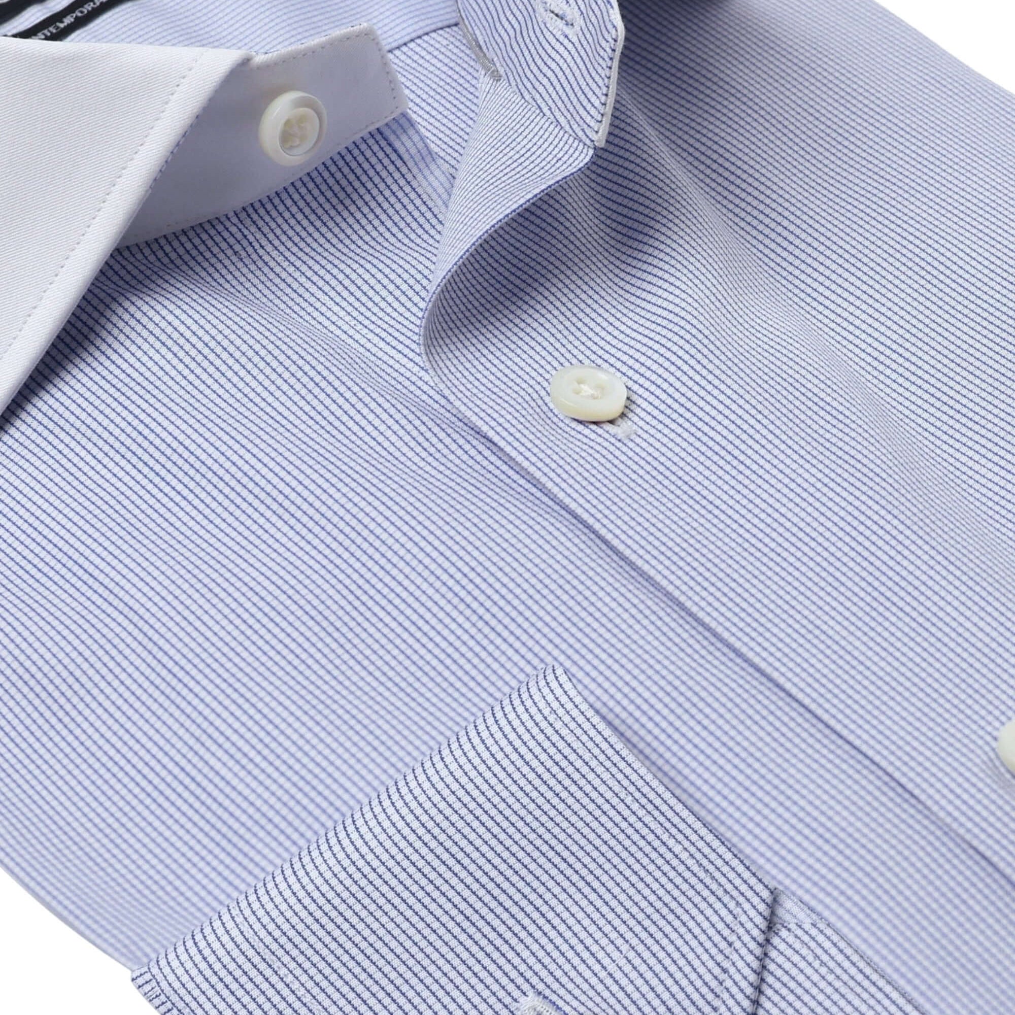 Ailey Light Blue luxury men's dress shirt contrast collar – Treffort