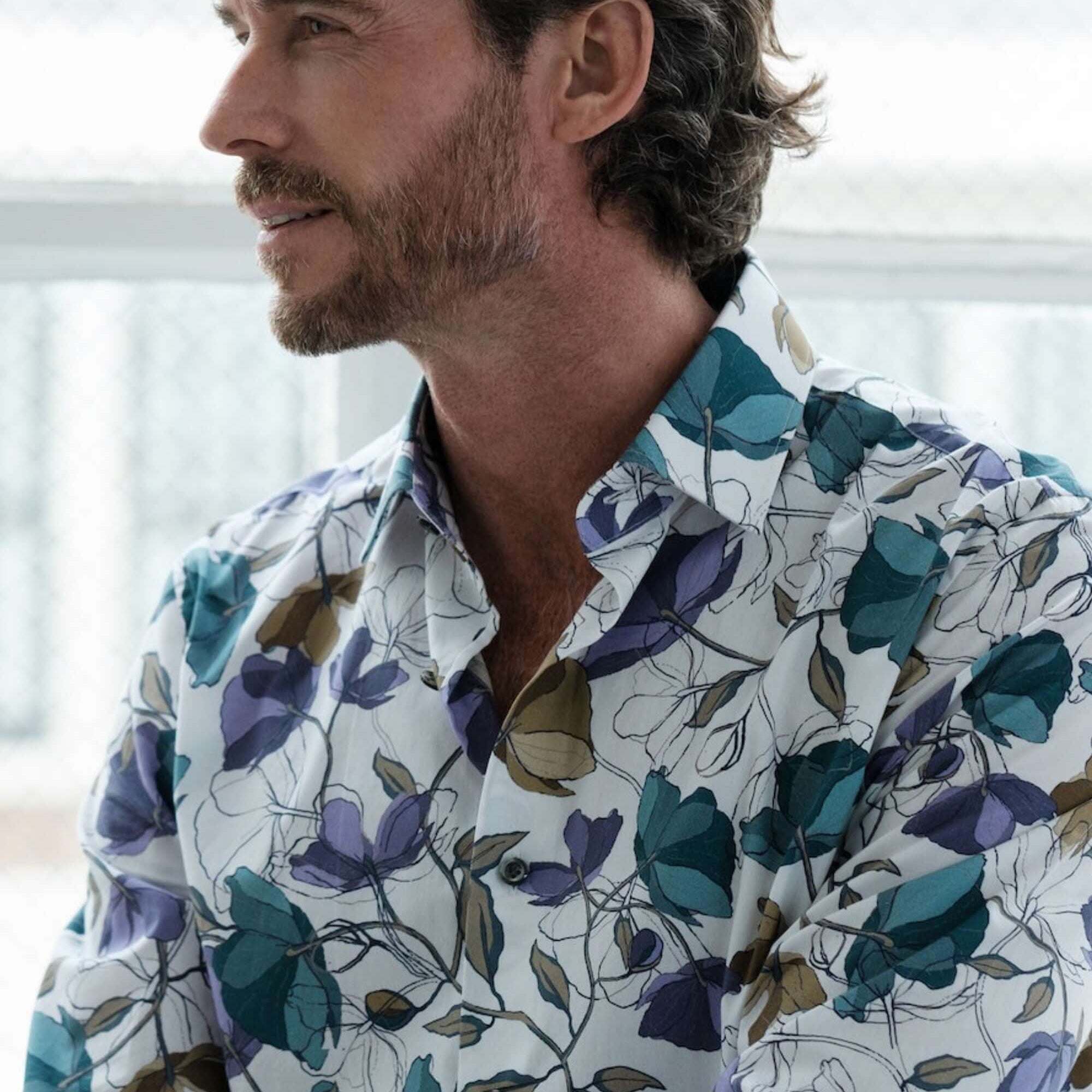 Horatio White Multicolor floral luxury men's dress shirt – Treffort