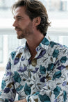 Model wearing HORATIO LUXURY FLORAL HIGH-END SHIRT 100%PREMIUM COTTON