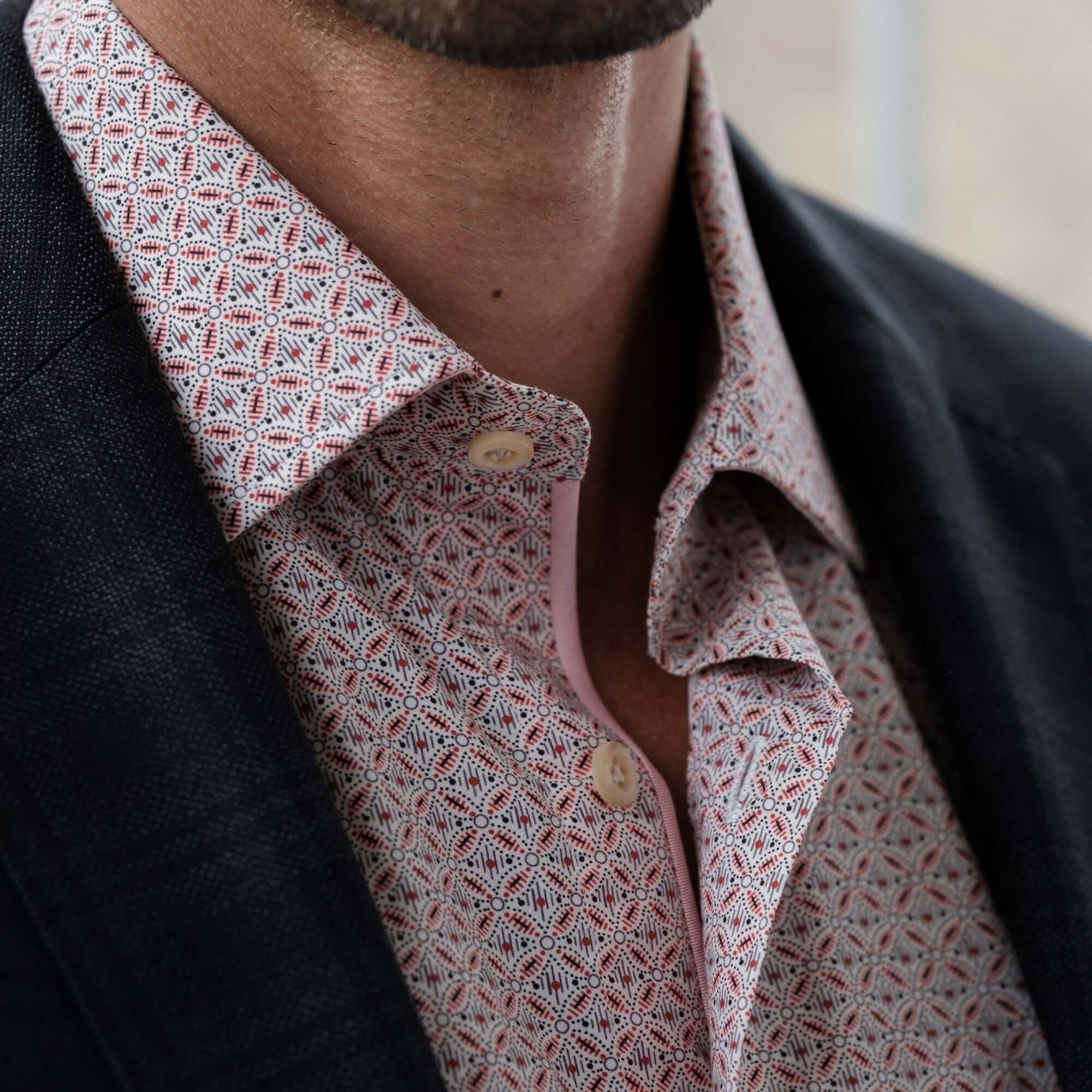 Astor Red deco print luxury men's dress shirt – Treffort