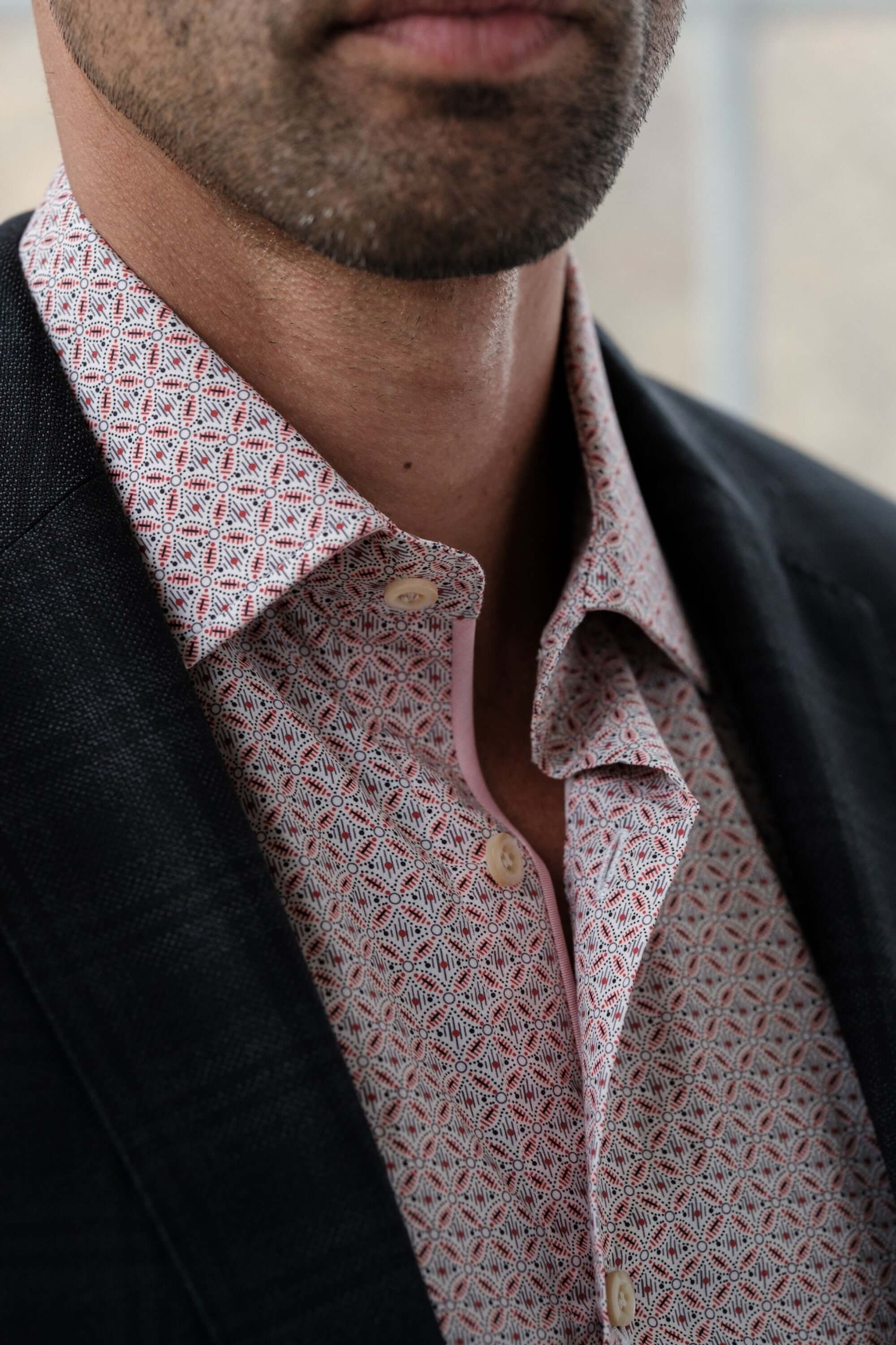 Astor Red deco print luxury men's dress shirt – Treffort