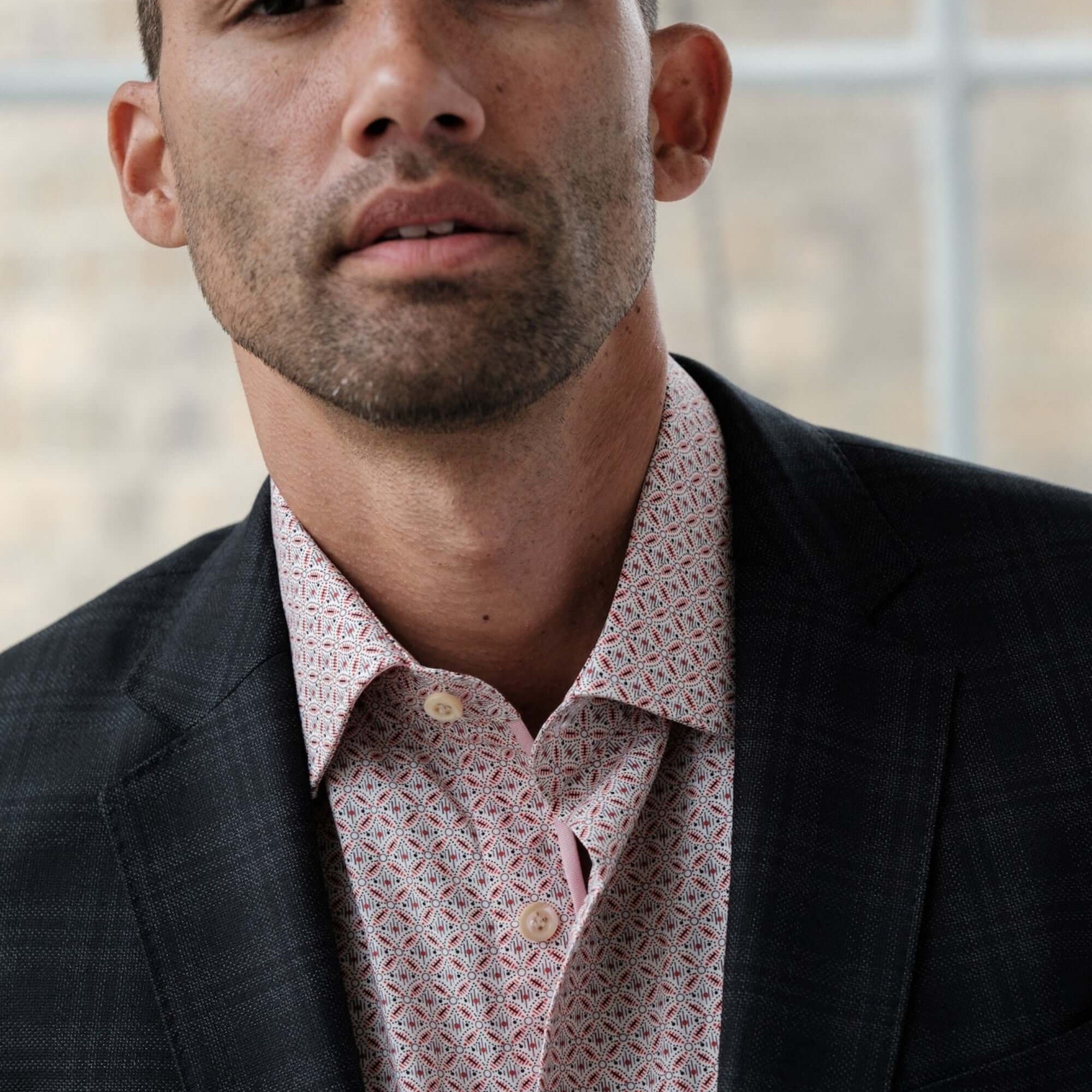 Astor Red deco print luxury men's dress shirt – Treffort