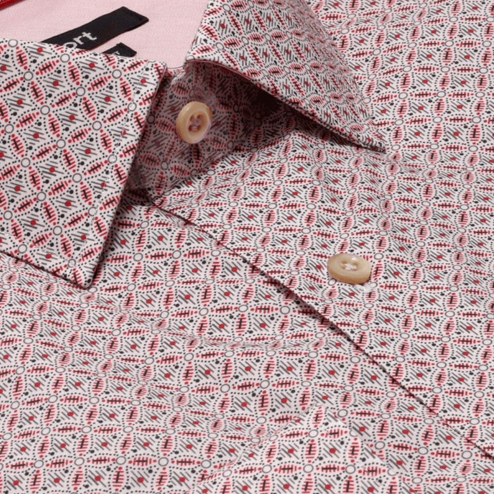 Astor Red deco print luxury men's dress shirt – Treffort