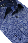 BARROW BLUE PRINT BUTTON DOWN DRESS SHIRT - CASUAL /FORMAL EVENT - SIDE VIEW