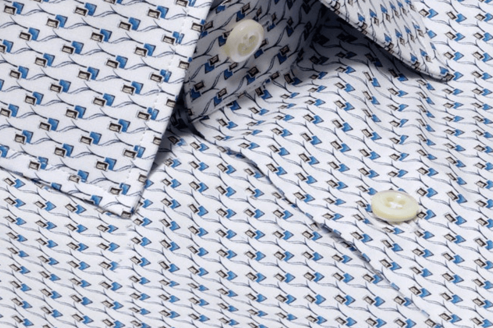 CORTLAND WHITE PRINT BUTTON DOWN DRESS SHIRT - CASUAL /FORMAL EVENT - SIDE VIEW