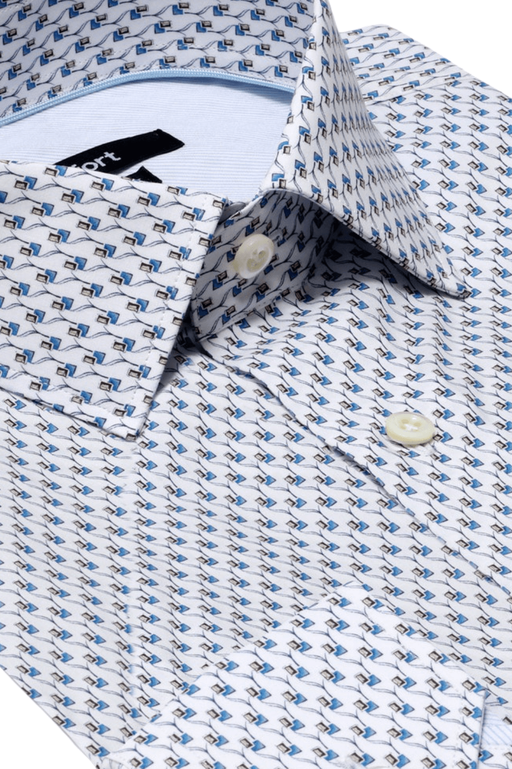 CORTLAND WHITE PRINT BUTTON DOWN DRESS SHIRT - CASUAL /FORMAL EVENT - SIDE VIEW