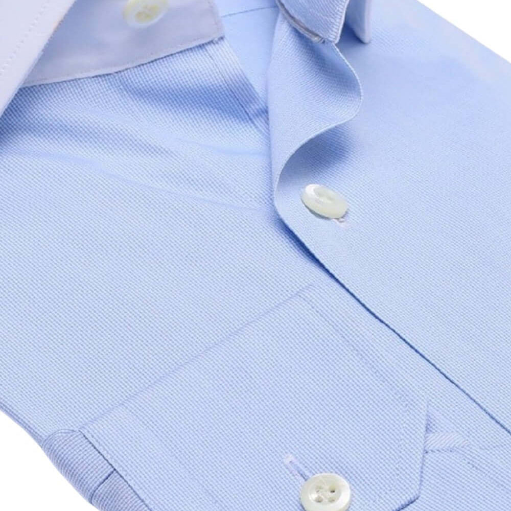 Cooper Light Blue luxury men's dress shirt white collar – Treffort