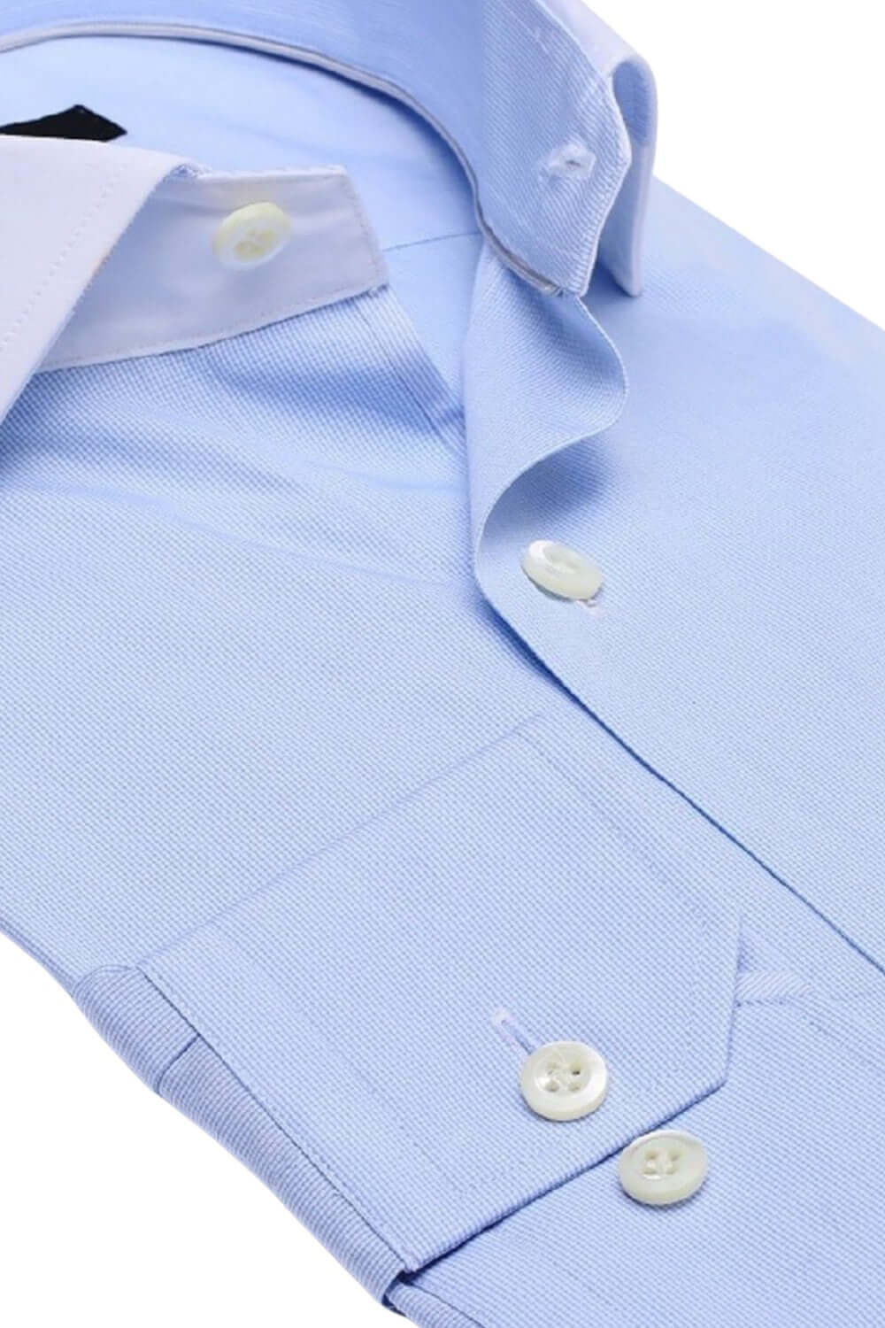 Cooper Light Blue luxury men's dress shirt white collar – Treffort