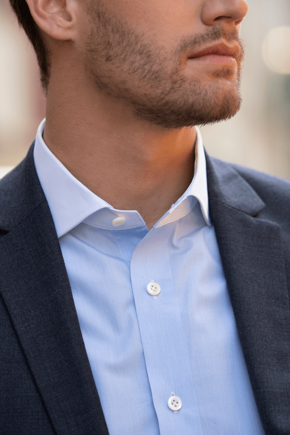 Cooper Light Blue luxury men's dress shirt white collar – Treffort