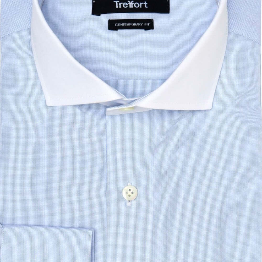 Cooper Light Blue luxury men's dress shirt white collar – Treffort